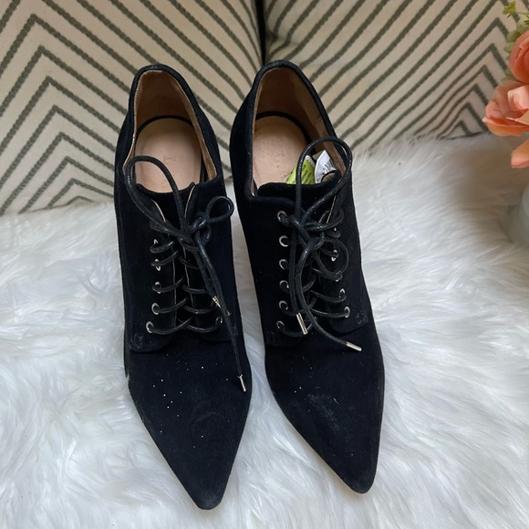 L.A.M.B Isabella Black Suede Leather Stiletto Booties - Picture 7 of 14